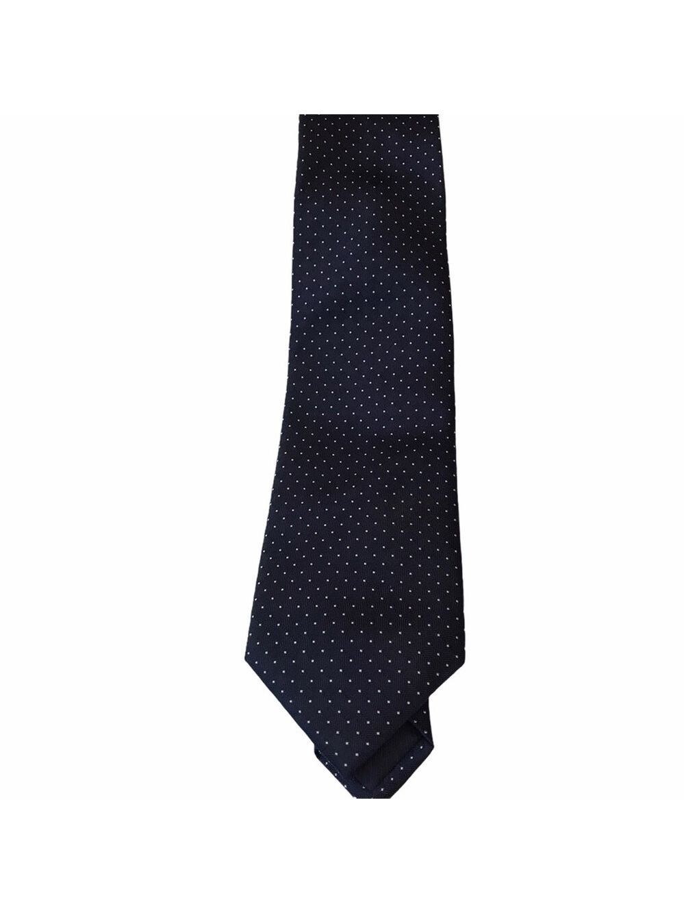 Charles Tyrwhitt Oxted Navy & White Pindot Hand Finished 100% Silk Tie